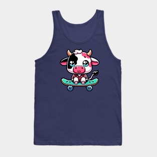 Cow on a Skateboard Tank Top